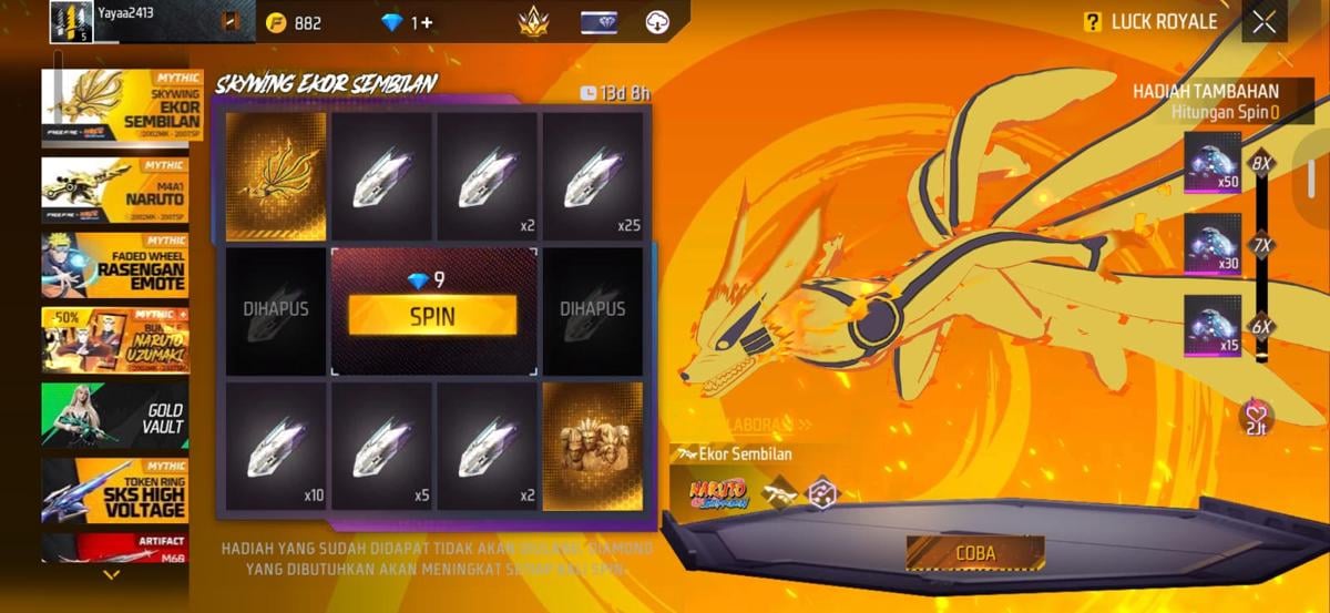 Cara Hemat Dapatkan Skywing Ekor Sembilan di Free Fire