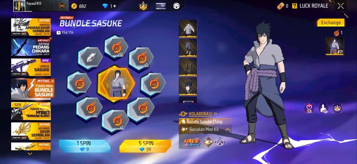 Cara Hemat Dapatkan Bundle Sasuke Free Fire, Manfaatkan Promo Top Up FF di GGWP Top Up
